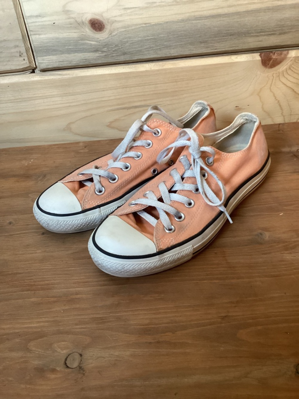 Converse Peach Canvas Low-Top Sneakers
